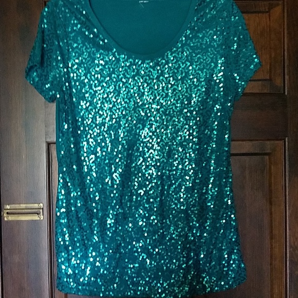 teal sequin top
